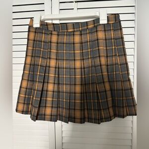 English Factory Plaid Skirt in Yellow and Gray